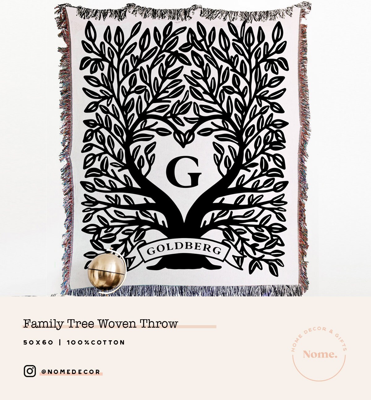 Custom Cotton Woven Throw Blanket | Family Personalized Throw Blanket | Family Name Blanket | Anniversary Gift | Family Plaque | Family Gift