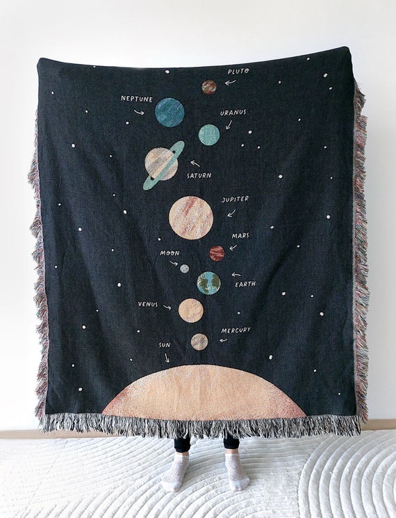 Solar System Cotton Throw Blanket Space Galaxy Kids Room Decor Boys Girls Nursery Room Planets Kids Room Decoration Etsy