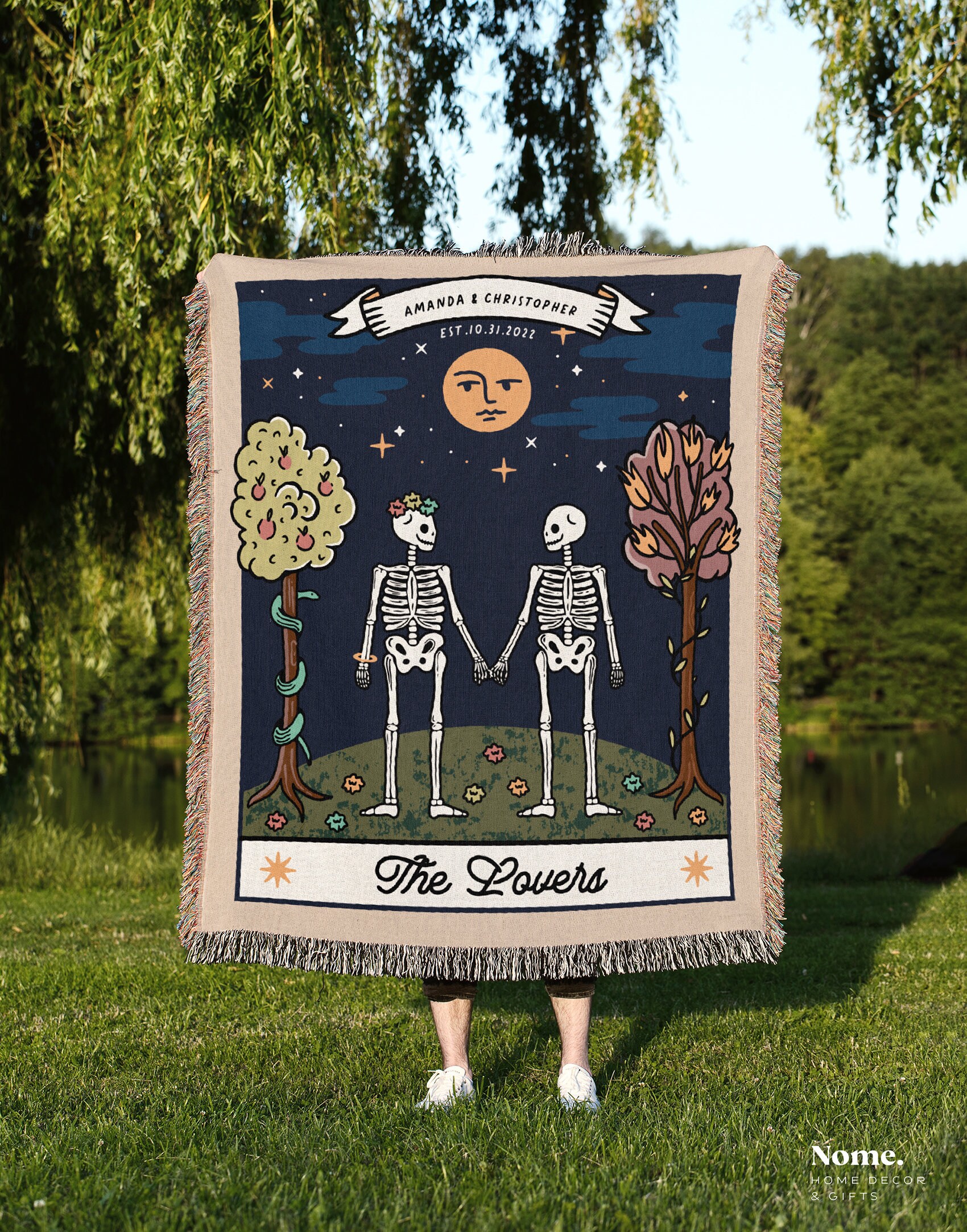Custom Woven Throw Tarot the Lovers Throw Halloween Etsy