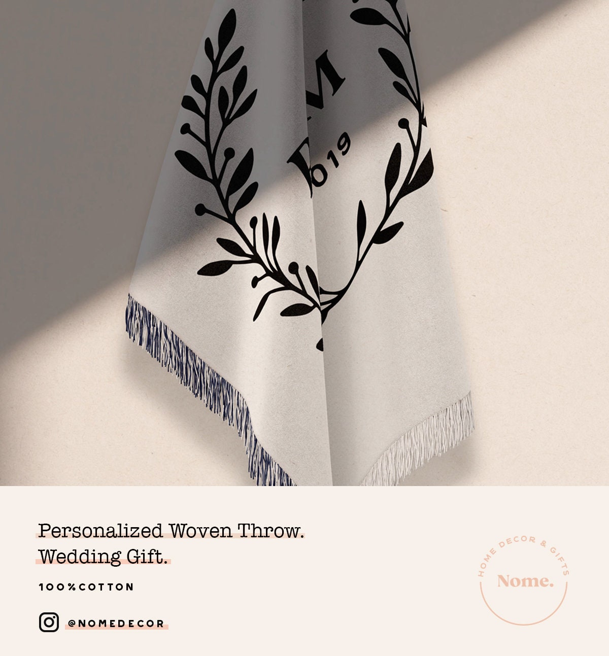 Custom Cotton Throw Blanket Couples Initials Personalized Etsy