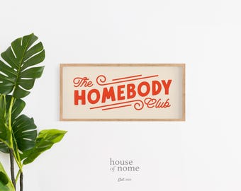 Homebody Club Panoramic Print, Retro Living Room Wall Art, Hallway Art Print, Hallway Sign, Wall Decor, Trendy Home Gift, Dorm Art Print