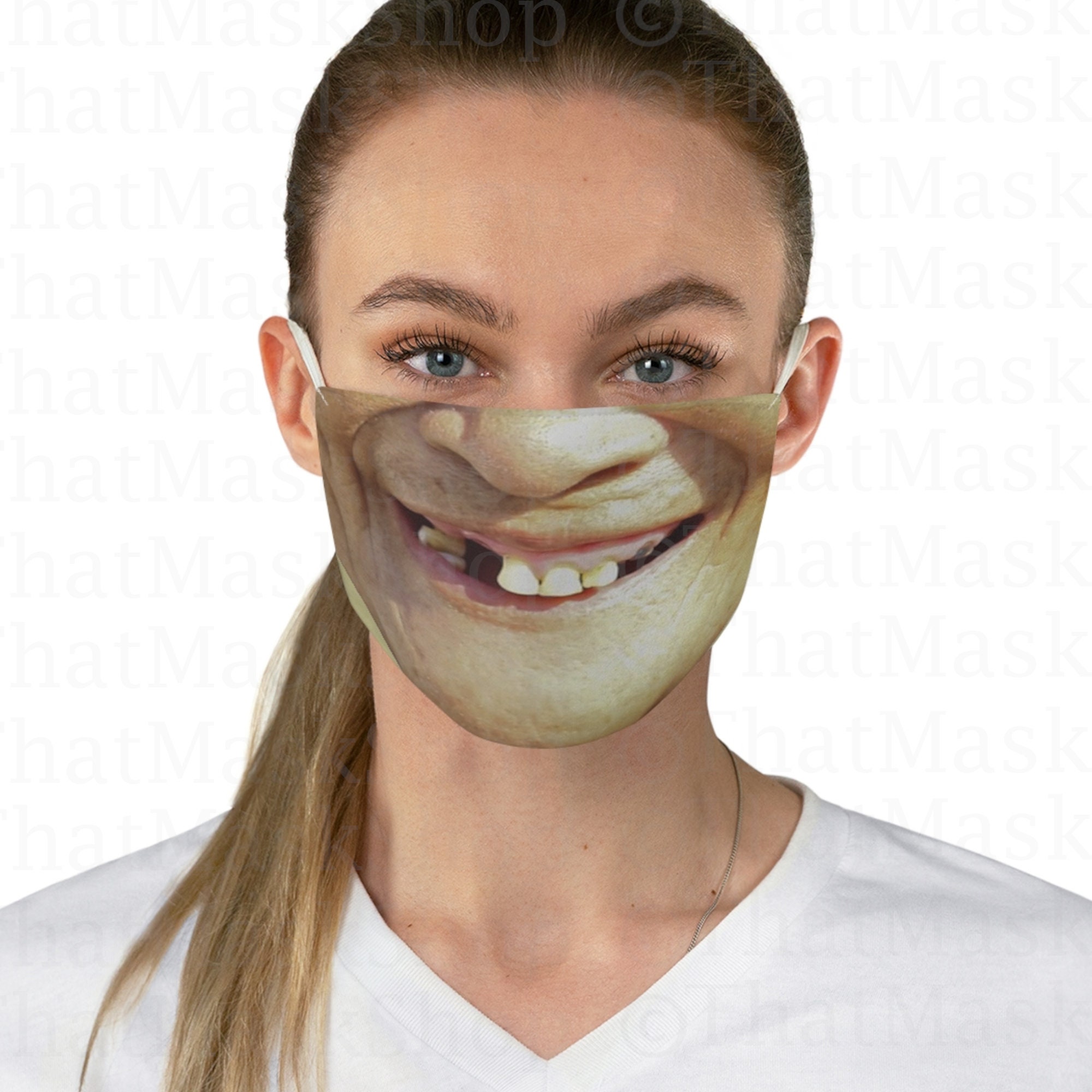 Old Lady Teeth Funny Gag Face Mask Missing Tooth Mask Covid Etsy