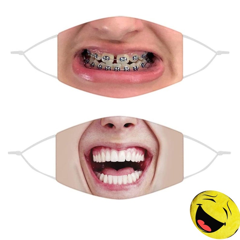 Funny Gag Face Mask Braces Mask Covid Masks Funny Adult Etsy