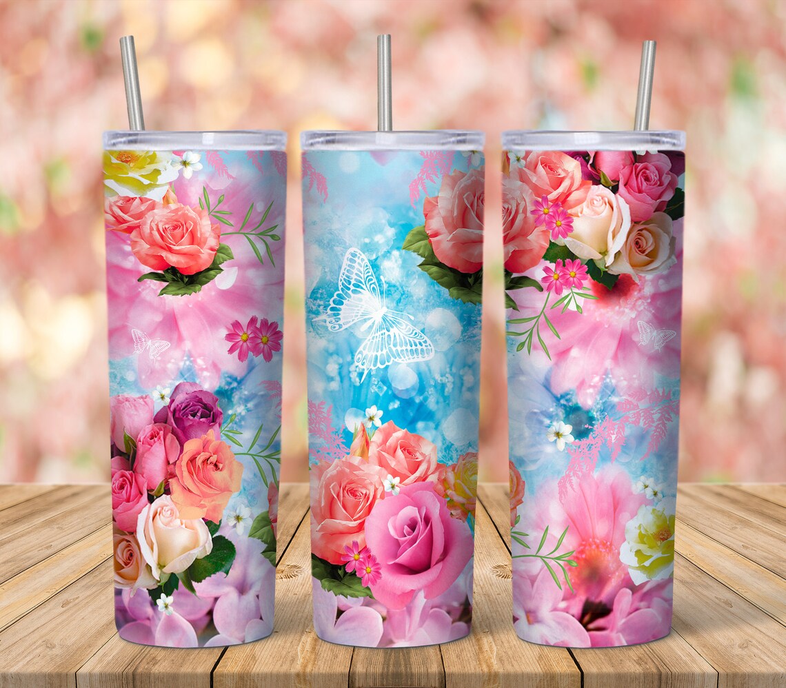 Download Digital Sublimation Skinny Tumbler Design Flower MOCKUP FREE | Etsy