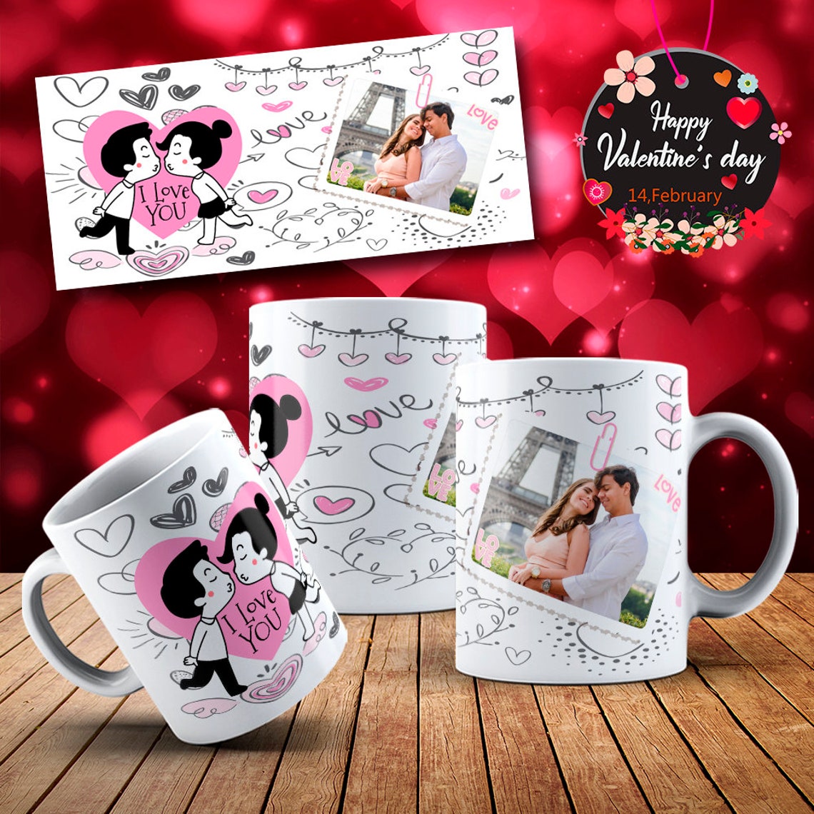20 Mug Template Design Valentine's Day With Photo Etsy