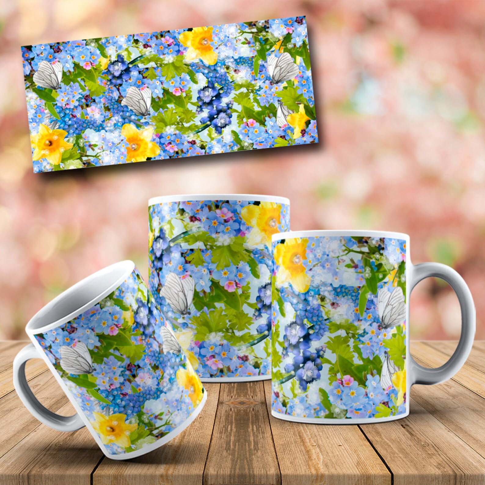 Floral Sublimation Mug Design Flowers MOCKUP FREE Digital Etsy