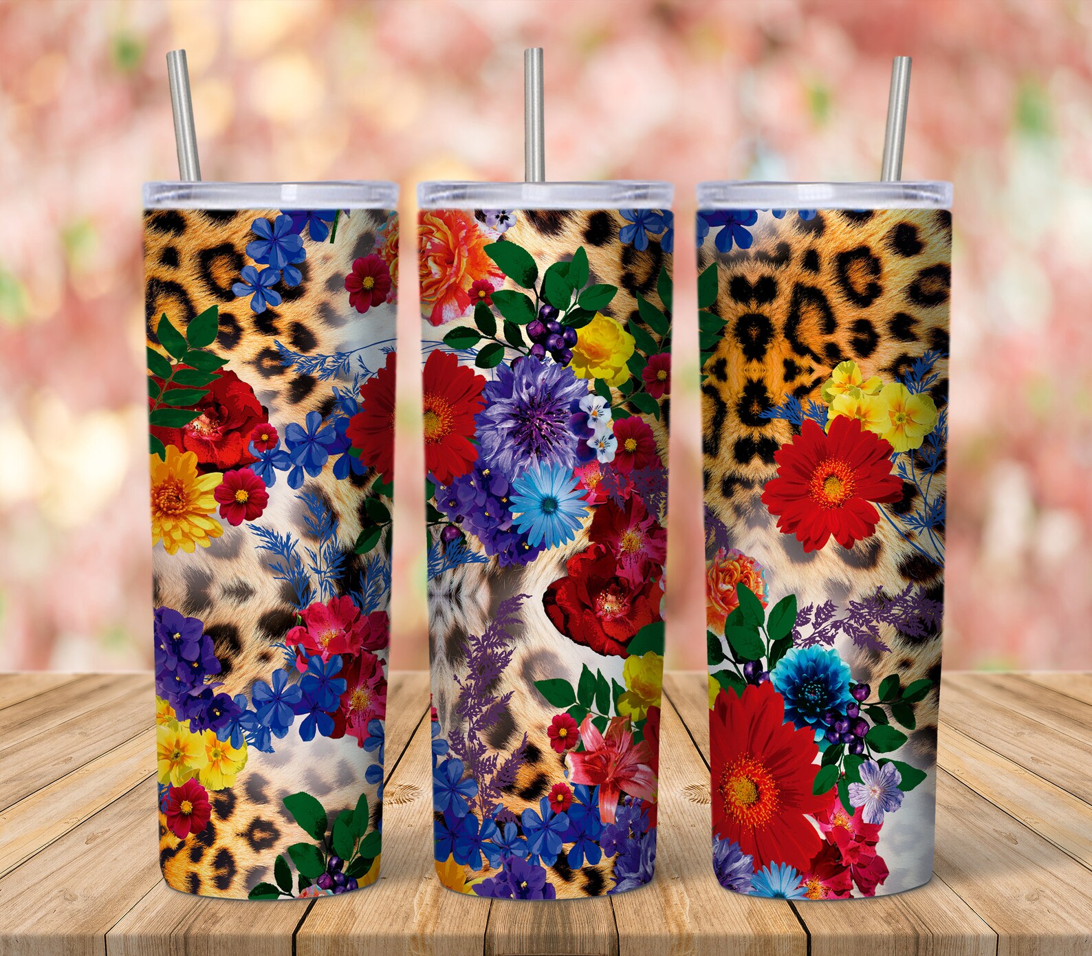 Digital Sublimation Skinny Tumbler Design Flower MOCKUP FREE Etsy