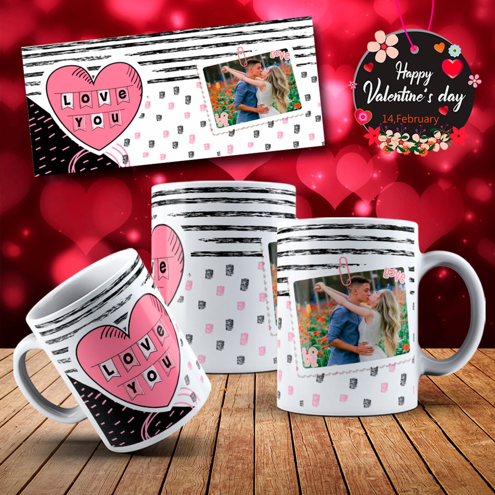 20 Mug Template Design Valentine's Day With Photo Etsy