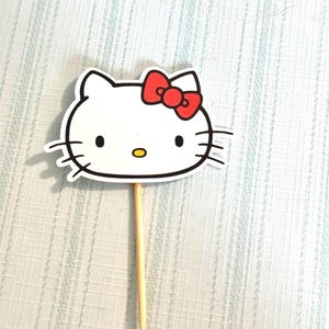 Topos de cupcake de gatinho // Topos de cupcake para festa de aniversário Hello Kawaii Girly