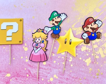 Super Mario Inspired Cupcake Toppers // Video Game Toppers // Party Decor // Cake Topper