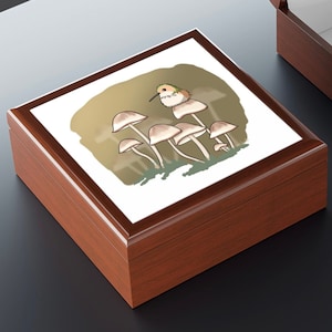 Hummingbird Jewelry Box, Cute Mushroom Jewelry Storage, Treasure Box, Nightstand Organizer, Trinket Box, Stash Box