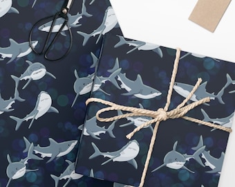 Hai Geschenkpapier, Süßer Hai Geschenkpapier, Ozean Geschenkverpackung, Haifisch Geschenk (2 Größen)