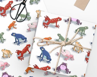Frog Wrapping Paper, Colorful Frog Gift Wrap, Cute Frog Wrap, Frog Lover Gift (2 sizes)