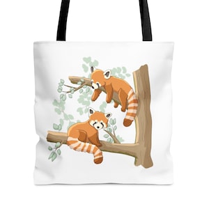 Red Panda Tote Bag, Red Panda Bag, Cute Beach Bag, Reusable Shopping Bag, Canvas Grocery Bag (3 Sizes)