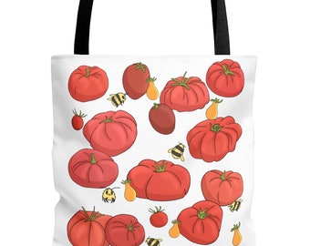 Tomato Tote Bag, Cute Tomato Bag, Tomato Lover Gift, Farmers Market Bag, Reusable Grocery Bag, Canvas Shopping Bag (3 sizes)