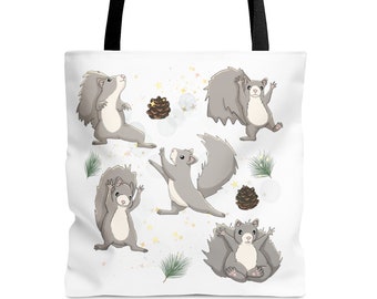Bolsa de mano con forma de ardilla, bolsa con forma de ardilla bailarina, regalo para amantes de las ardillas, bolsa de playa, bolsa de compras reutilizable, bolsa de supermercado (3 tamaños)