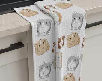 Guinea Pig Dish Towel, Cute Guinea Pig Kitchen Towel, Guinea Pig Dishcloth, Microfiber Tea Towel, Cute Guinea Pig Gift