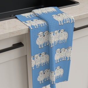 Sheep Dish Towel, Cute Sheep Kitchen Towel, Sheep Dishcloth, Microfiber Tea Towel, Countrycore Dishtowel