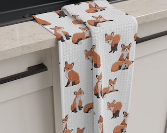 Fox Dish Towel, Cute Fox Kitchen Towel, Microfiber Fox Dishcloth, Forestcore Kitchen, Cute Fox Lover Gift