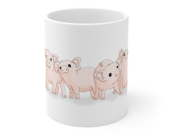 Pig Mug, Cute Coffee Mug, Piglet Coffee Cup, Cute Farmcore Mug, Cute Pig Lover Gift(11oz)