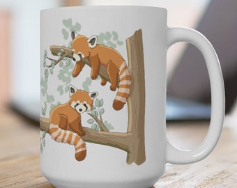 Mug panda roux, grande tasse à café, cadeau mignon pour amateur de panda roux, tasse animalier (15 oz)