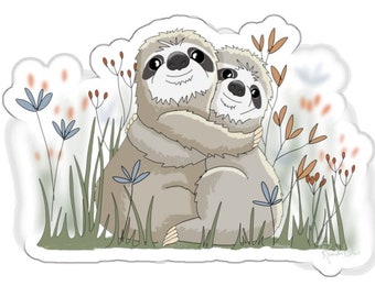 Hug Sloth Sticker, Vinyl Sloth Decal, Laptop Sticker, Water Bottle Sticker, Window Decal (3 Sizes)