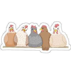 Sticker poulet, vinyle autocollant poulet, autocollant pour ordinateur portable, autocollant bouteille d'eau, sticker fenêtre (3 tailles)