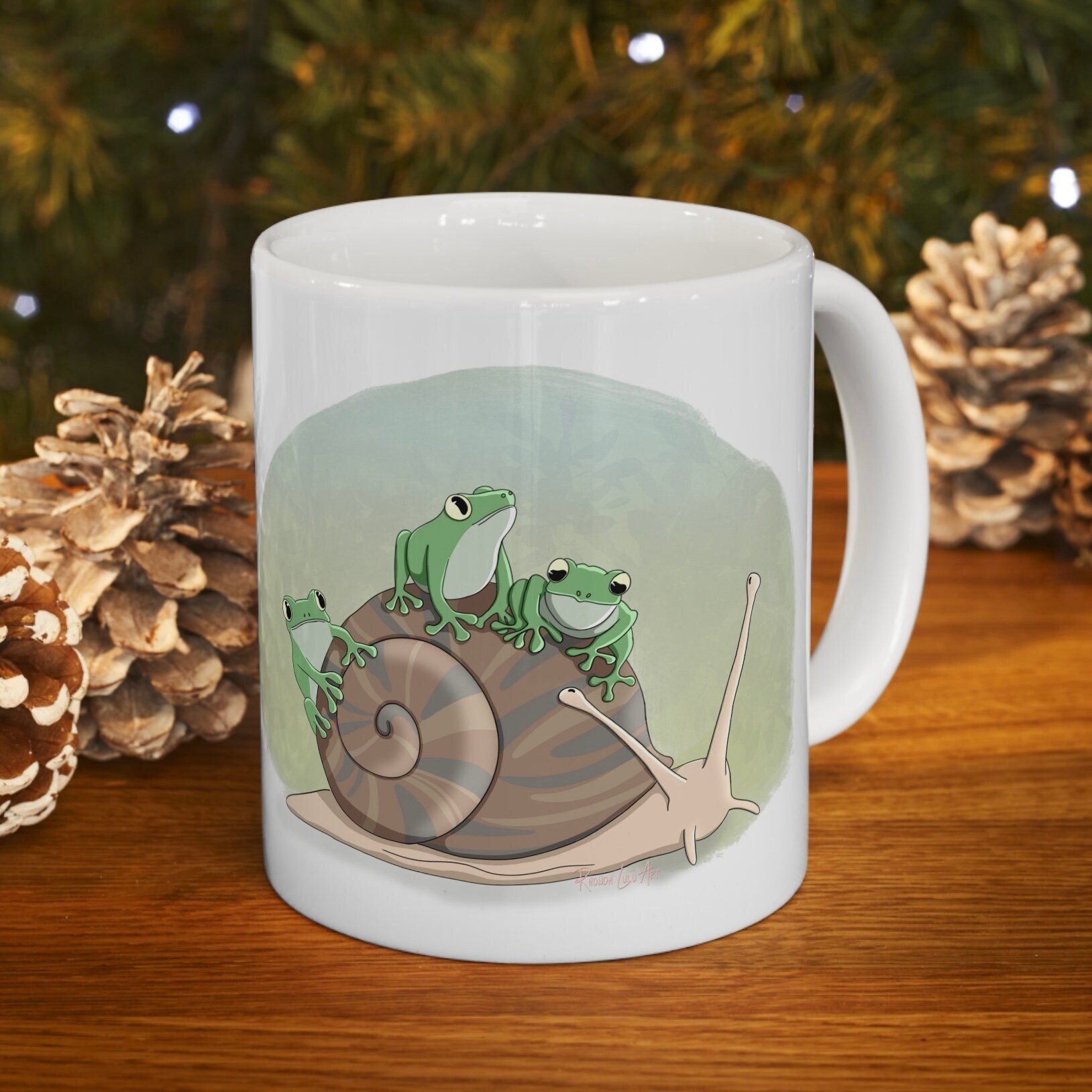Mug grenouille, jolie tasse à café escargot, tasse Woodland, cuisine Goblincore, cadeau mignon pour amateur de grenouille (11 oz)