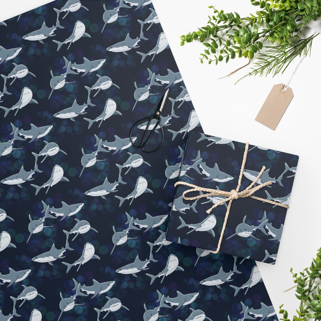 Shark Wrapping Paper, Cute Shark Gift Wrap, Ocean Gift Wrap, Shark ...
