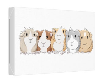 Guinea Pig Canvas Print, Cute Guinea Pig Art, Cute Wrapped Canvas, Ready to Hang (3 sizes)