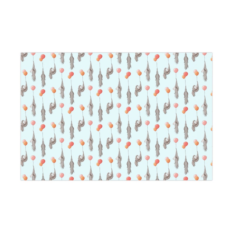 Ameisenbär Geschenkpapier, süße Ameisenbär Geschenkpapier, lustiges Ballon Geschenkpapier (blauer Hintergrund) Bild 4