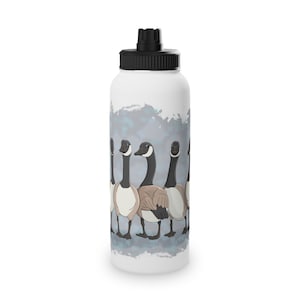 Canadian Goose Water Bottle, Sports Lid Bottle, Stainless Steel Water Bottle, 32oz Bottle, 18oz Bottle, Cute Goose Lover Gift