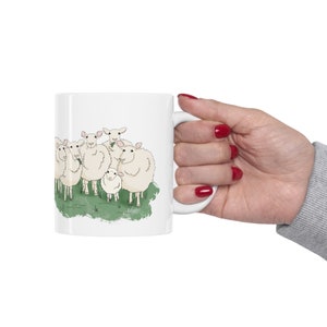 Sheep Mug, Ceramic Coffee Mug, Farmhouse Mug, Farmcore Coffee Cup (11oz) afbeelding 7