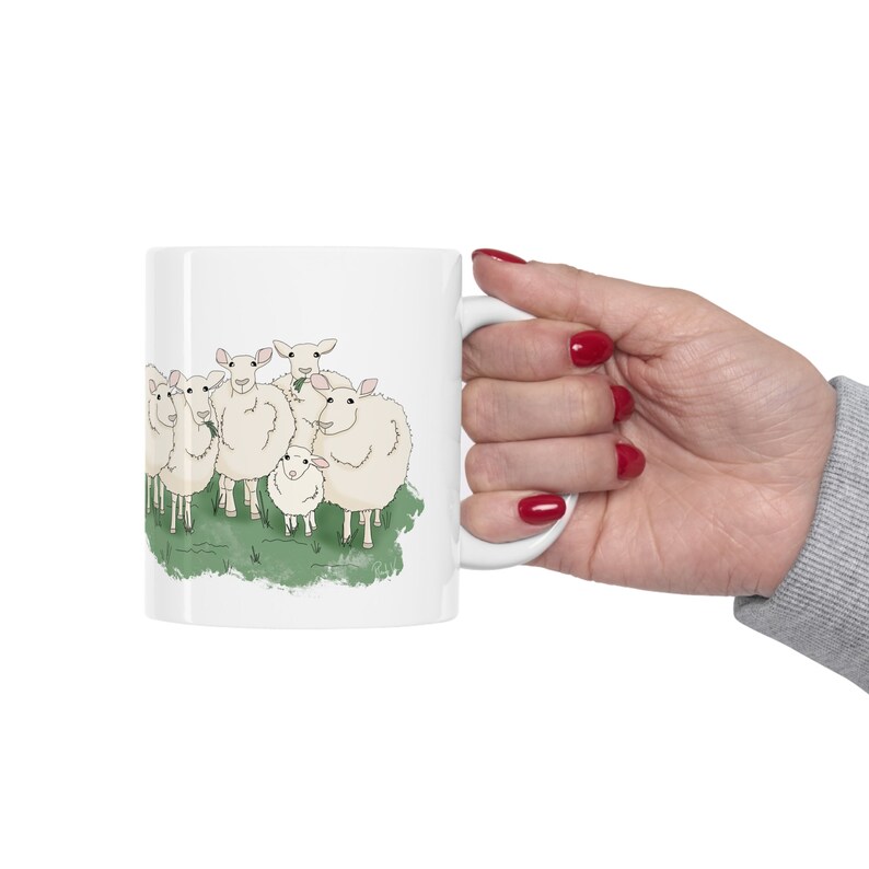 Sheep Mug, Ceramic Coffee Mug, Farmhouse Mug, Farmcore Coffee Cup (11oz) afbeelding 7