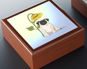 Pug Jewelry Box, Cute Pug Box, Jewelry Storage, Treasure Box, Nightstand Organizer, Trinket Box, Stash Box