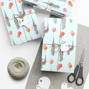 Ameisenbär Geschenkpapier, süße Ameisenbär Geschenkpapier, lustiges Ballon Geschenkpapier (blauer Hintergrund) Bild 8