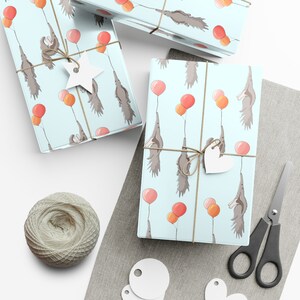 Ameisenbär Geschenkpapier, süße Ameisenbär Geschenkpapier, lustiges Ballon Geschenkpapier (blauer Hintergrund) Bild 2