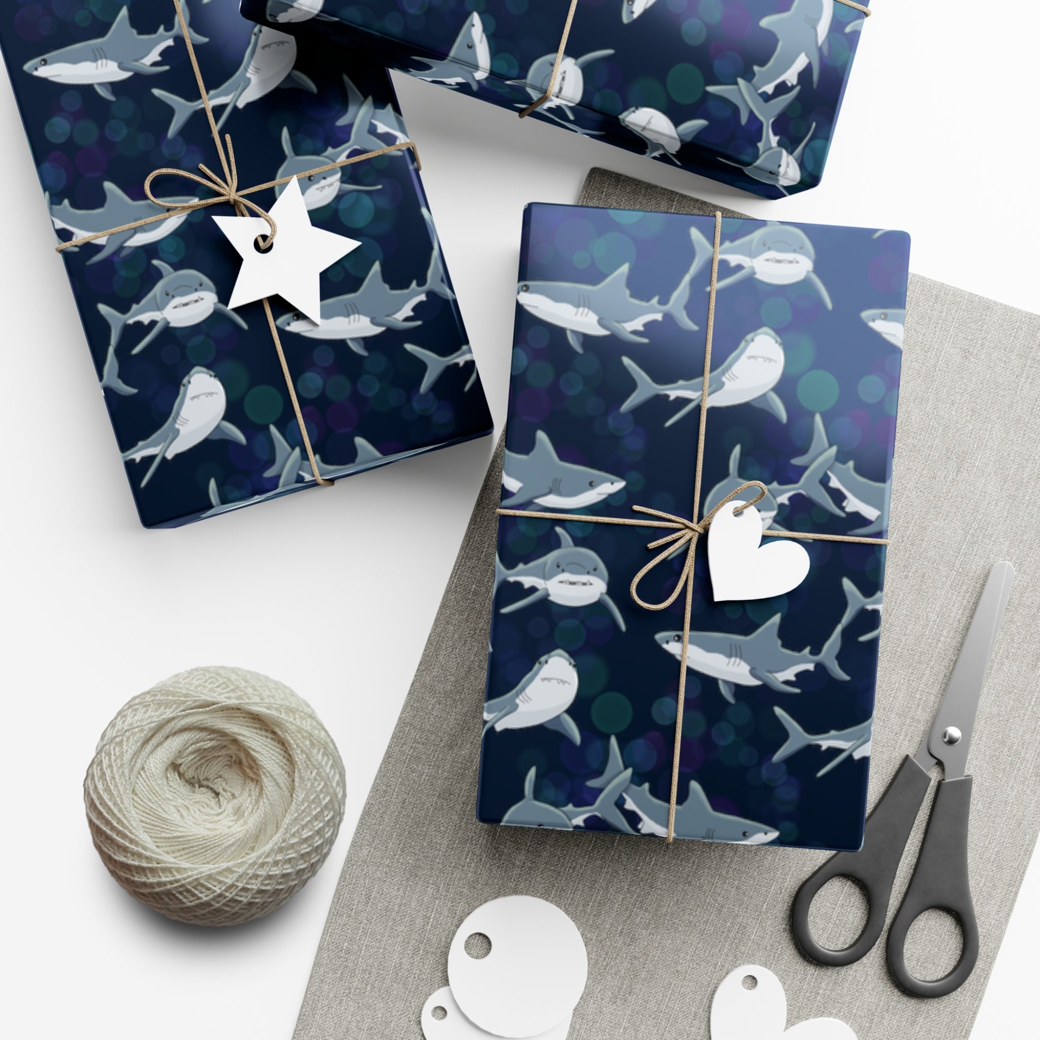 Shark Wrapping Paper, Cute Shark Gift Wrap, Ocean Gift Wrap 2 Sizes - Etsy