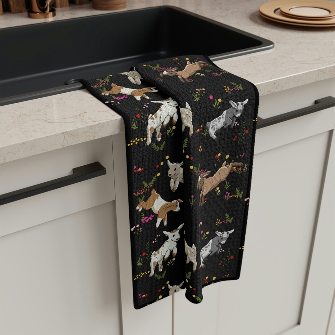 Goat Dish Towel, Cute Goat Kitchen Towel, Sheep Dishcloth, Country