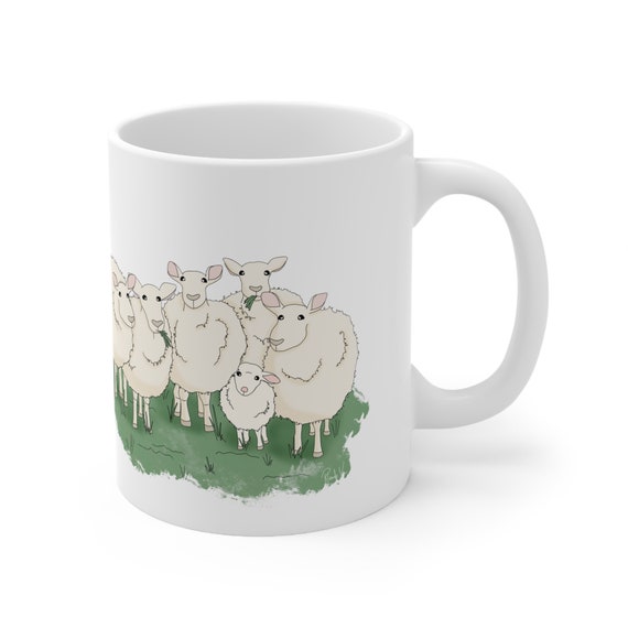 Sheep Mug, Ceramic Coffee Mug, Farmhouse Mug, Farmcore Coffee Cup (11oz)