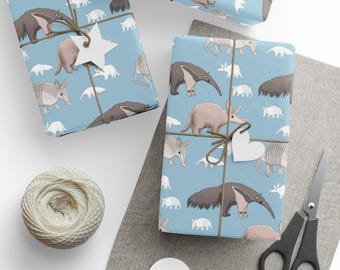 Inpakpapier gordeldier, cadeaupapier leuk gordeldier miereneter aardvarken, grappig cadeaupapier gordeldier