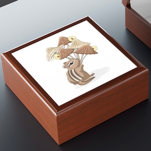 Chipmunk Jewelry Box, Mushroom Box, Jewelry Storage, Treasure Box, Nightstand Organizer, Trinket Box, Stash Box, Chipmunk Lover Gift