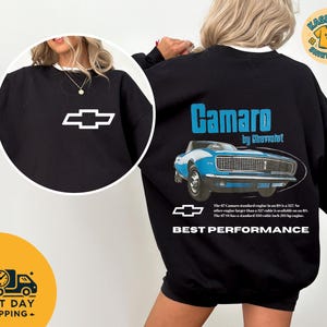Camaro Shirt by Chevrolet – Vintage Muscle Car Graphic Sweatshirt, Classic Car Lover Gift, Chevy Racing Tee&quot;