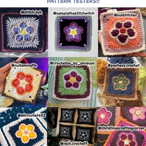 Forget Me Not Flower Granny Square Crochet PDF PATTERN - Intermediate (English) image 3