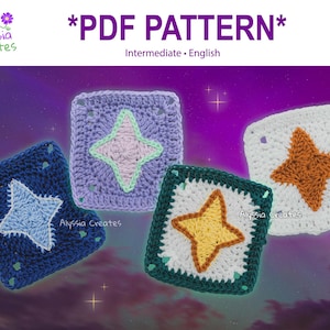 Sparkle Granny Square Crochet PDF PATTERN (English)
