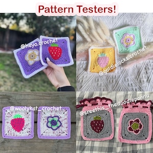 Strawberry Themed Granny Squares Crochet PDF PATTERN PACK English image 7