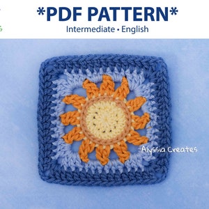 Sun Granny Square Crochet PDF PATTERN (English)