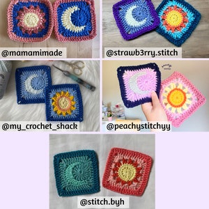 Sun and Moon Granny Square Crochet PDF PATTERN English image 6