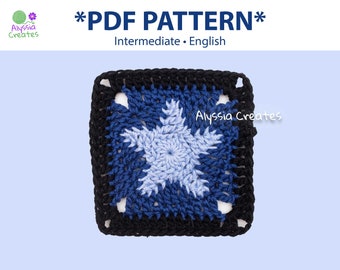 Star Granny Square Crochet PDF PATTERN (English)