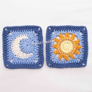 Sun and Moon Granny Square Crochet PDF PATTERN English image 2